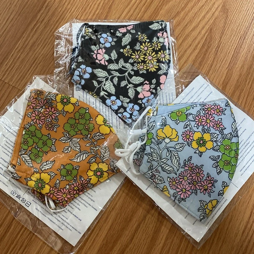 ❤️ Tory Burch New Floral Print Face Mask Set Bundle of 3